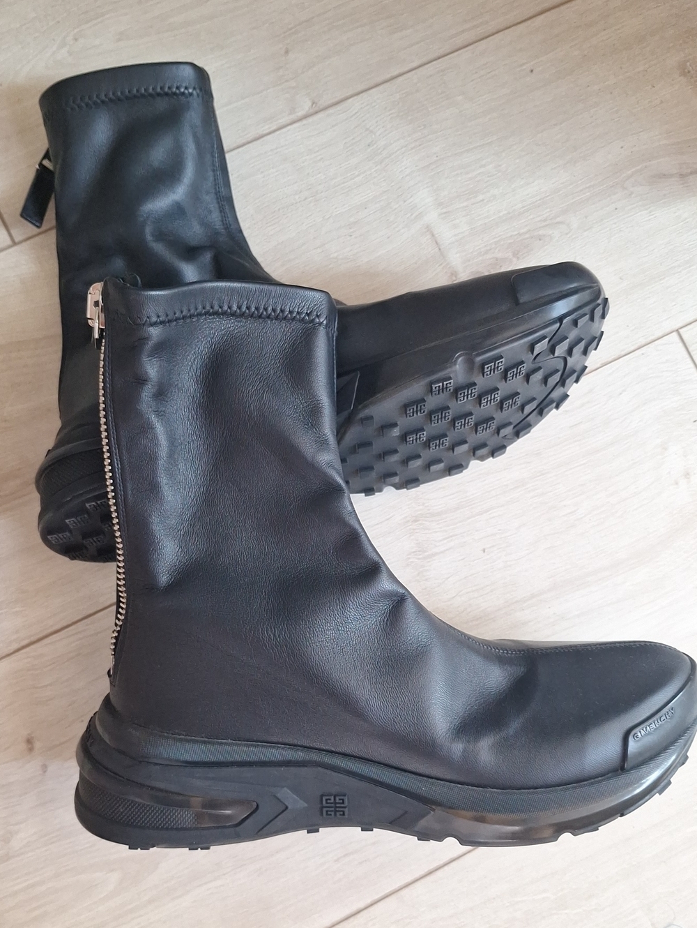Givenchy Black Leather Lace-Up Platform Ankle Boots